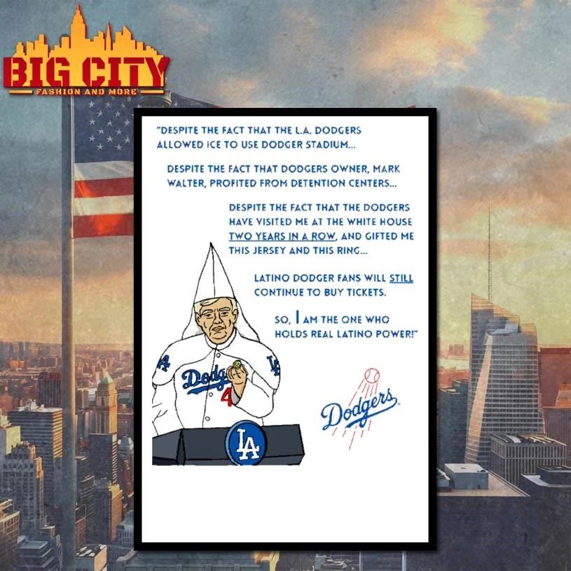 Political Satire Donald Trump LA Dodgers KKK Hood Graphic T-shirt