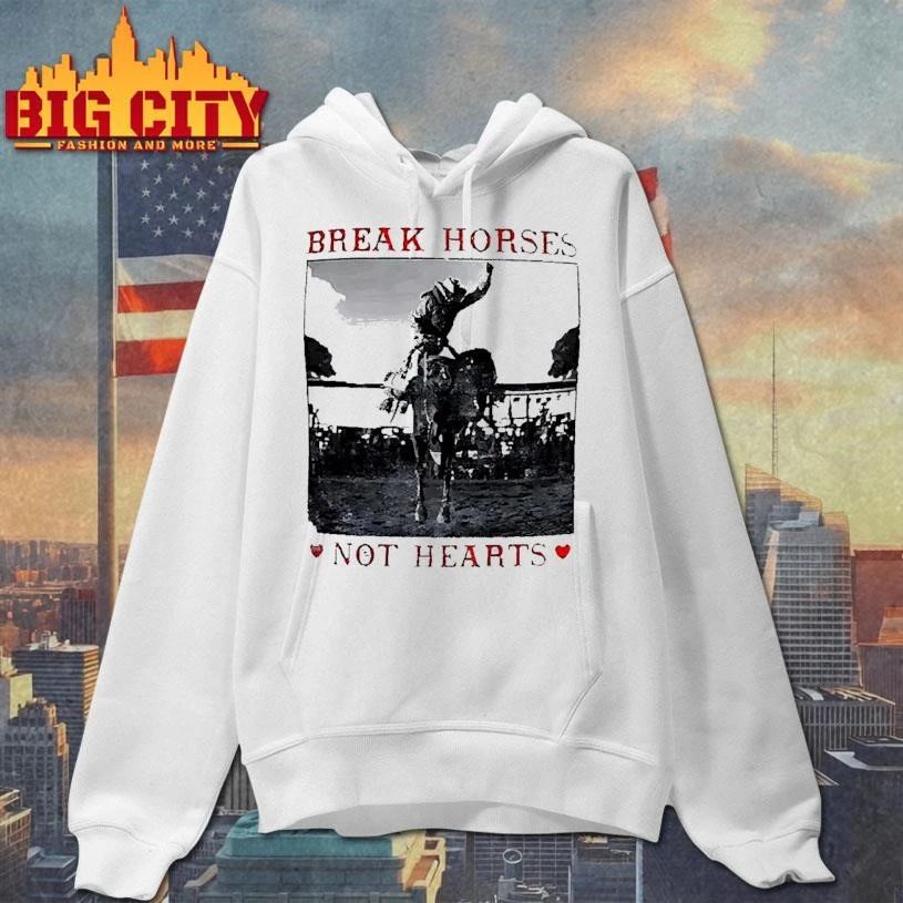 Break Horses Not Hearts Rodeo Cowboy Western Graphic White Shirt