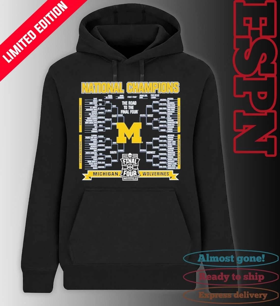 Michigan Wolverines 2026 NCAA Men’s Basketball National Champions Vintage Bracket T-Shirt