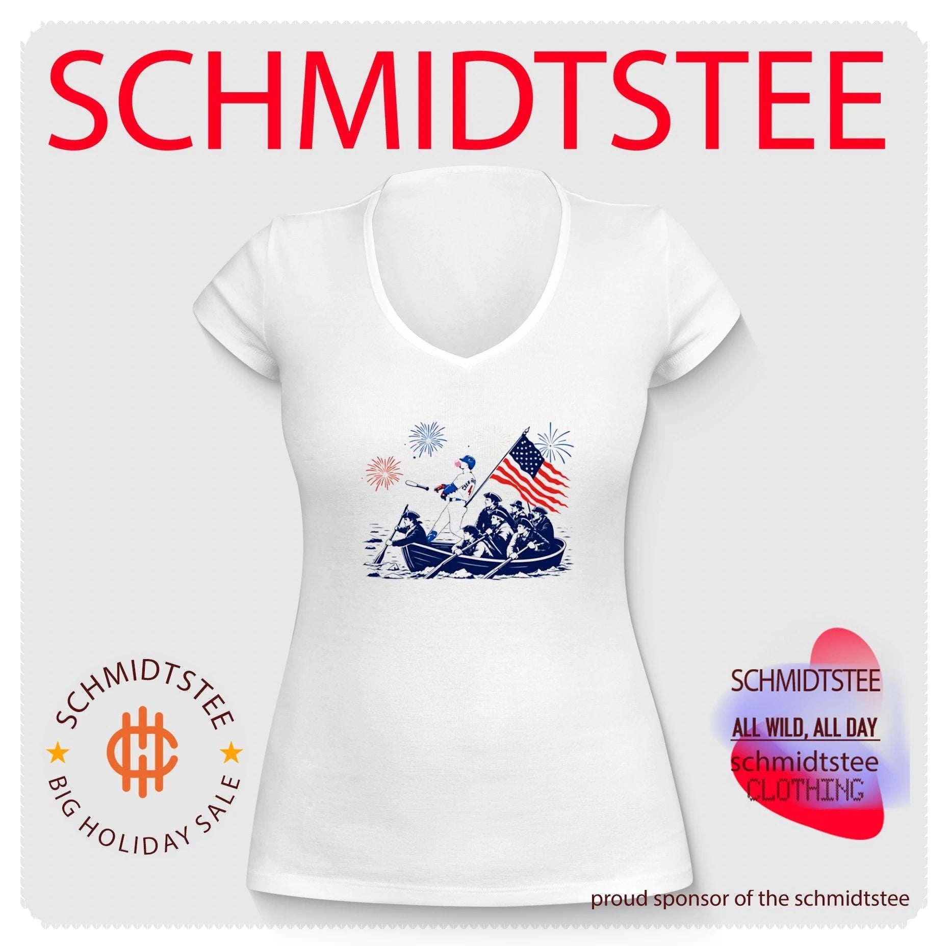 American Flag Baseball Crossing the Delaware July 4th Shirt