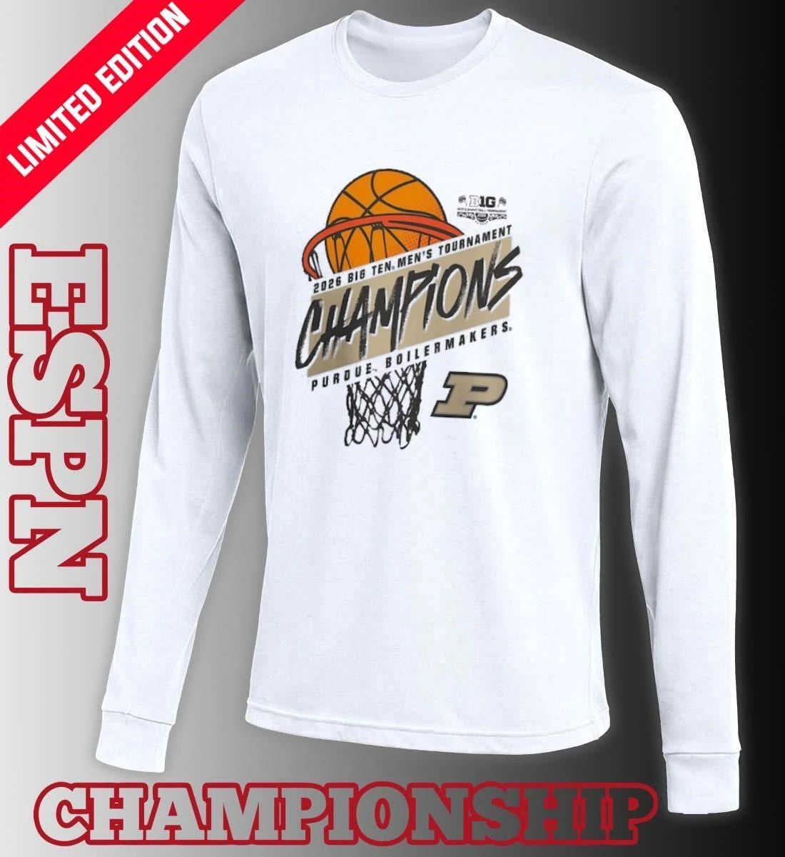 2026 Big 10 Men’s Basketball Tournament Purdue Boilermakers Champions T-Shirt