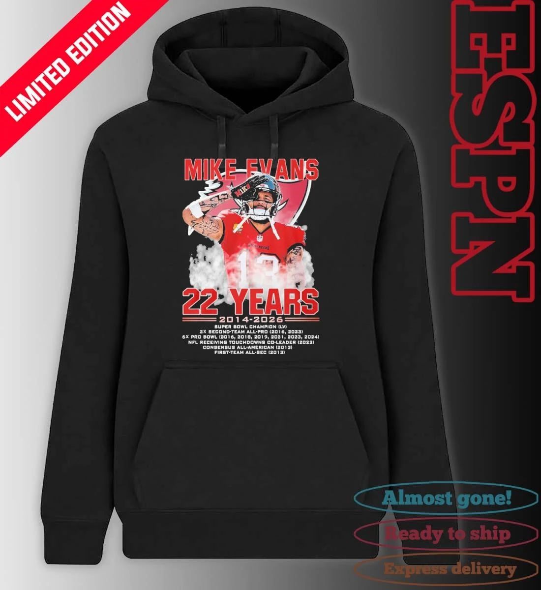 Mike Evans 22 Years Of Tampa Bay Buccaneers 2014-2026 Shirt