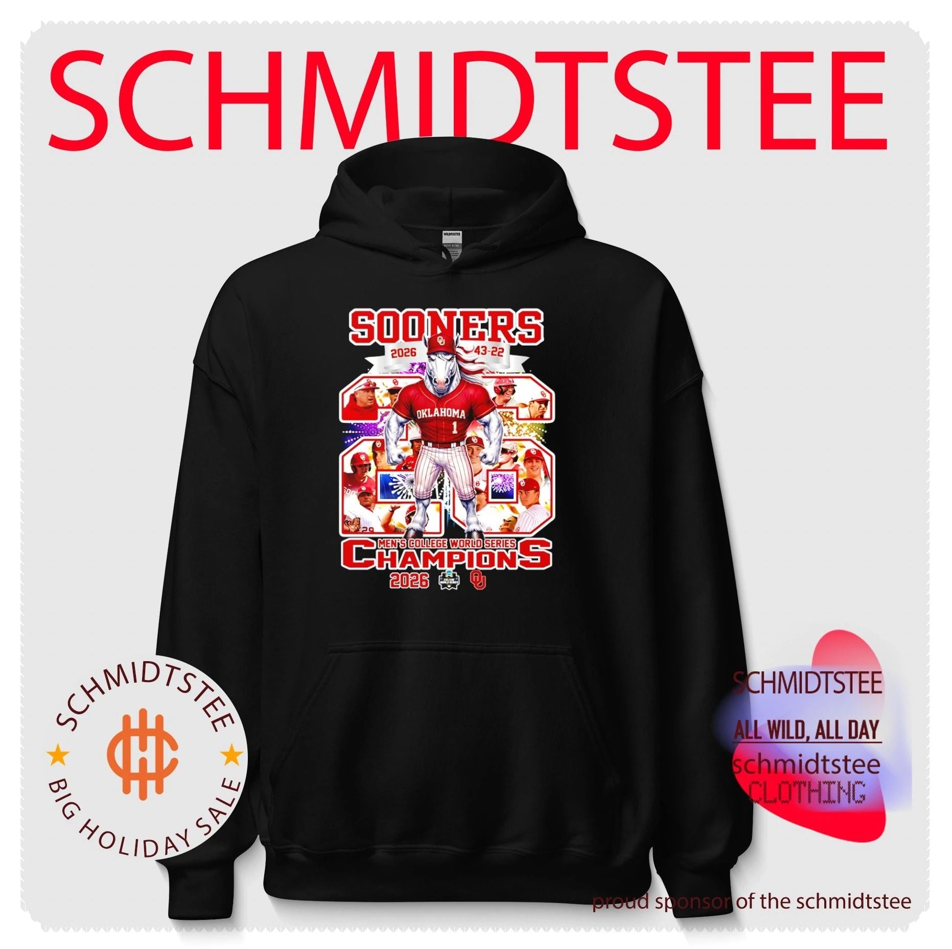 Oklahoma Sooners baseball 2026 MCWS Boomer Sooner Champions mascot shirt