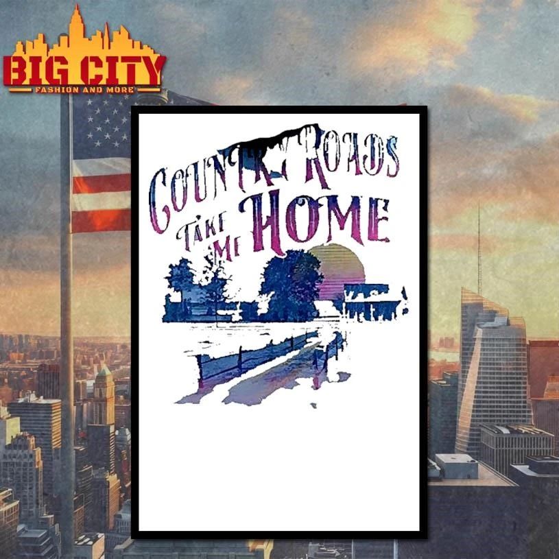 Retro Aesthetic Country Roads Take Me Home Rustic Farmhouse White Shirt