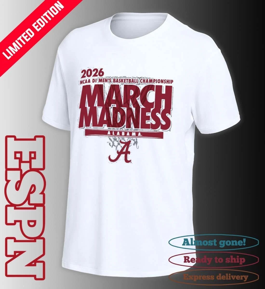 Alabama Men’s Basketball Single Team NCAA March Madness Shirt