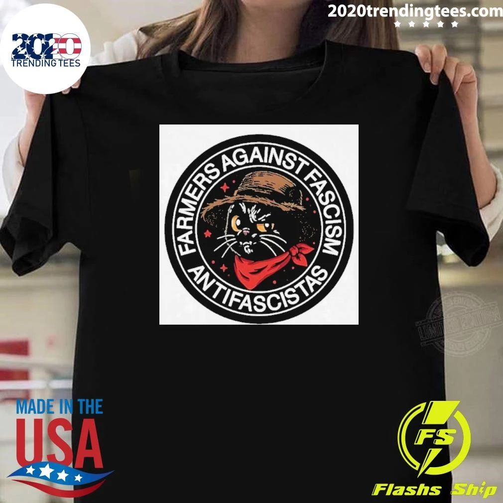 Farmers Against Fascism Antifascistas Cat Shirt