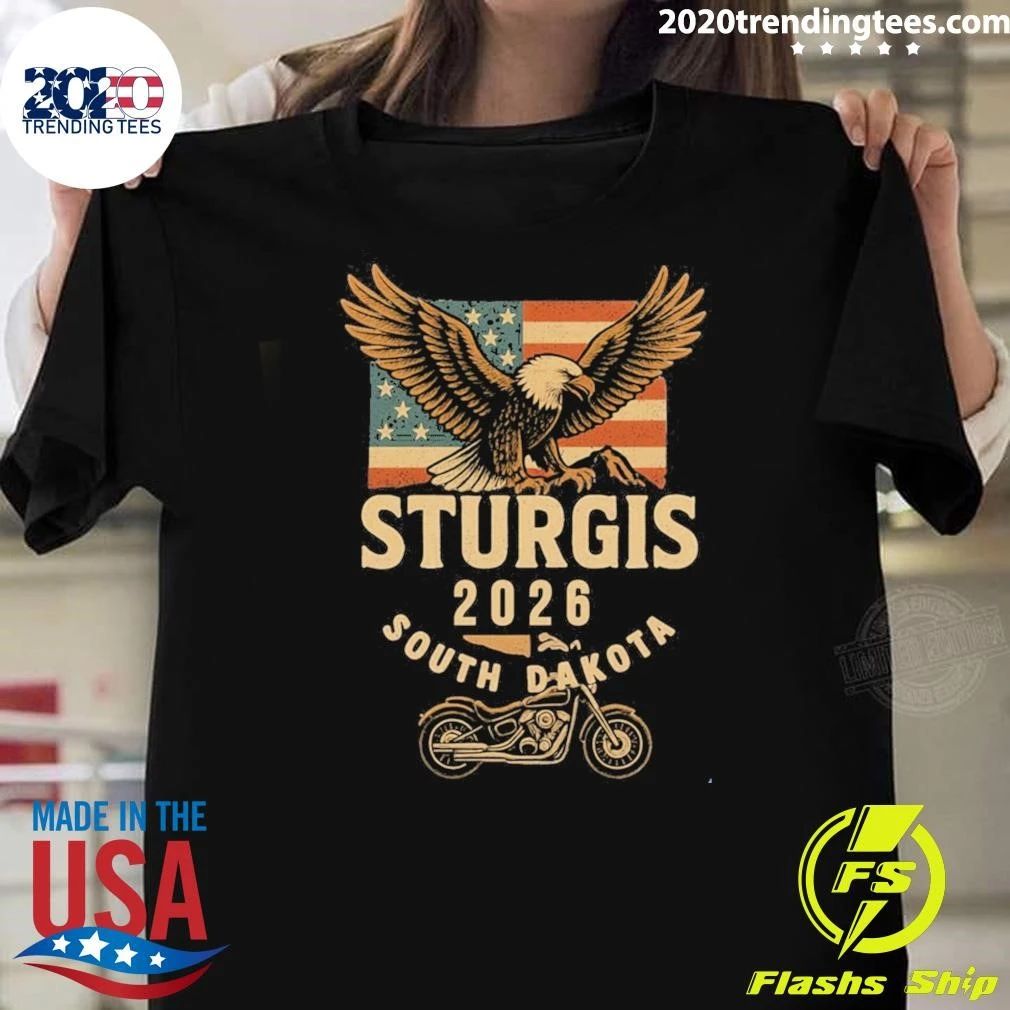 American Flag Eagle Sturgis 2026 South Dakota Motorcycle Bike Week Shirt