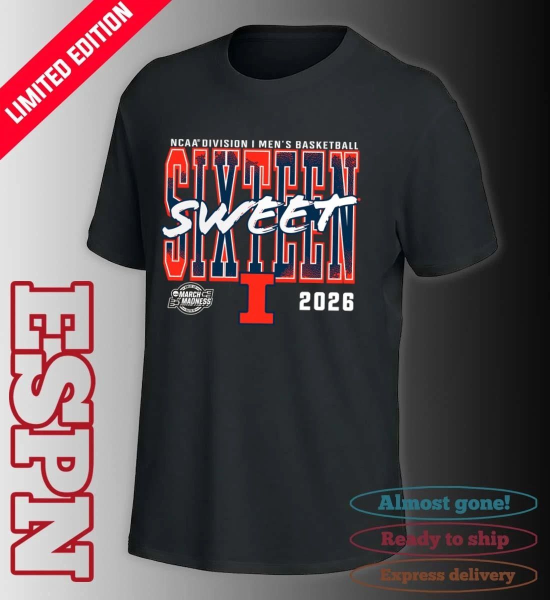Illinois Fighting Illini 2026 NCAA Men’s Basketball Tournament March Madness Sweet 16 T-Shirt