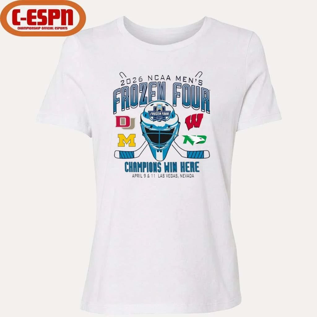Michigan, Denver, Wisconsin And North Dakota 2026 NCAA Men’s Hockey Frozen Four Shirt