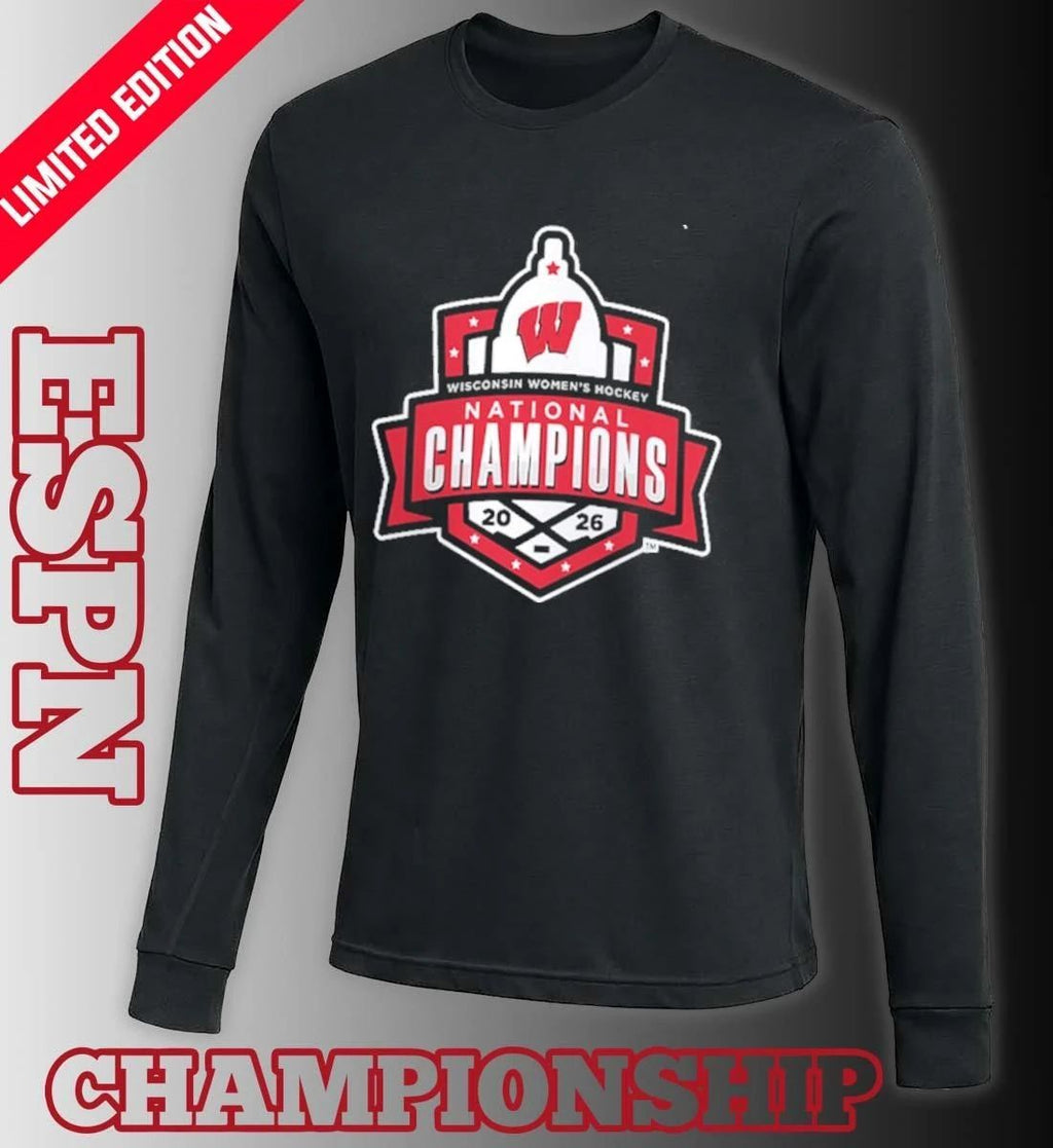 Wisconsin Badgers 2026 NCAA Frozen Four Women’s Ice Hockey National Champions Official Logo T-shirt