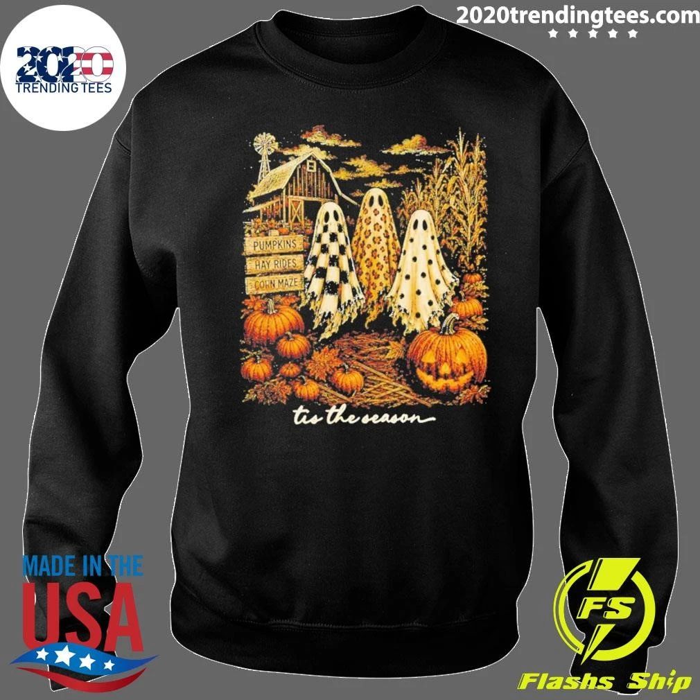Ghosts Trio Tis The Season Pumpkin Spooky Autumn Halloween Shirt