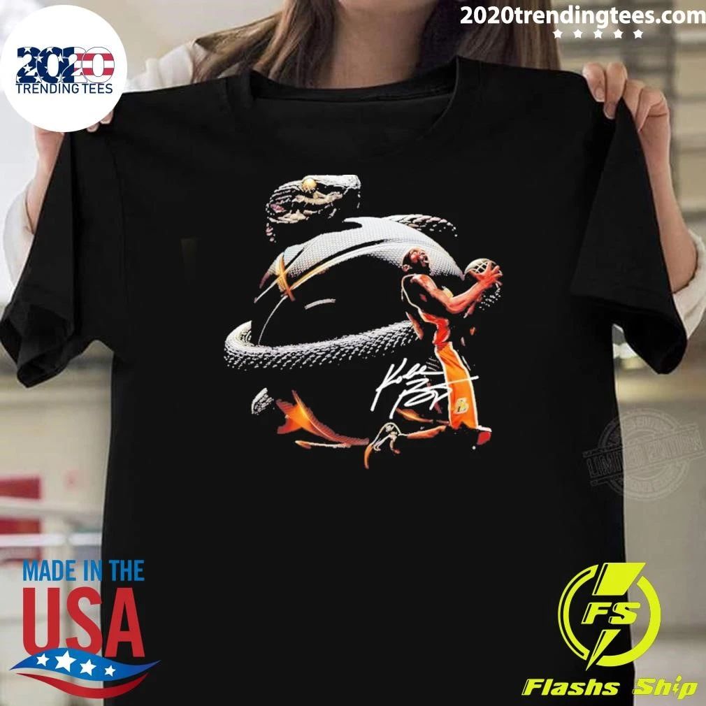 Kobe Bryant Snake Black Mamba Los Angeles Lakers Legend Tribute Halftone Nba Signature Shirt