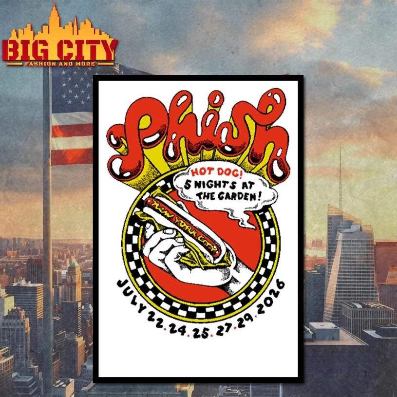 Phish Hot Dog 5 Nights At The Garden New York City Tour Vintage Graphic T Shirt