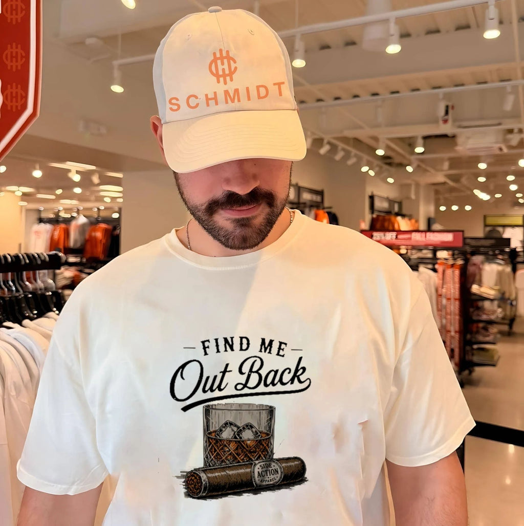 Find me out back graphic shirt