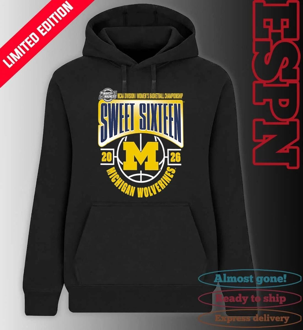 Michigan Wolverines Sweet 16 NCAA DI Women’s Basketball Tournament March Madness 2026 T-Shirt