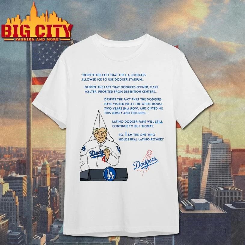 Political Satire Donald Trump LA Dodgers KKK Hood Graphic T-shirt
