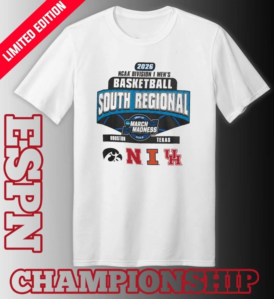 4 Team 2026 NCAA DI Men’s Basketball South Regional Houston, Texas T-Shirt