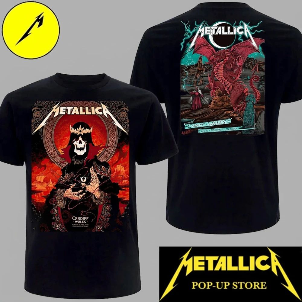 Metallica Wales Tour Red Dragon Celtic Skull King Graphic Tee 28 June 2026