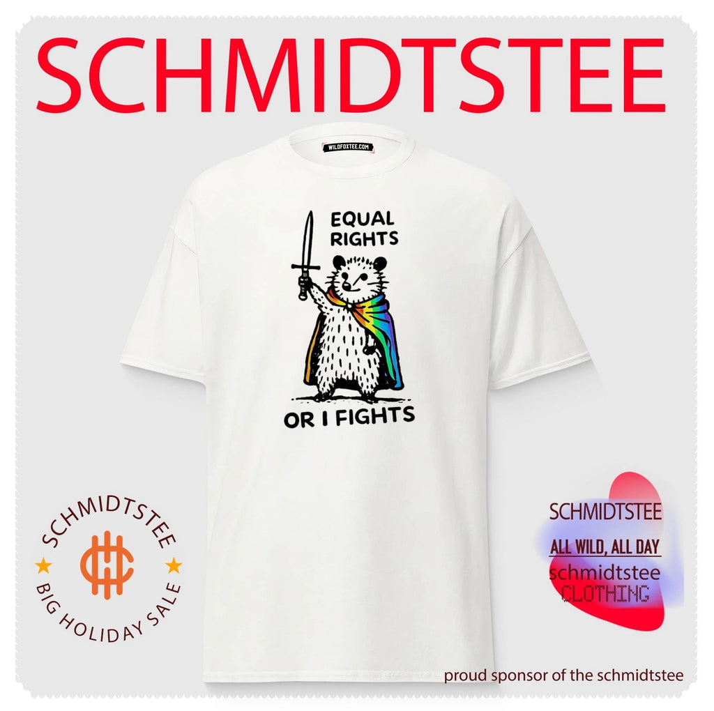 Equal rights or I fights possum wearing pride cape graphic shirt
