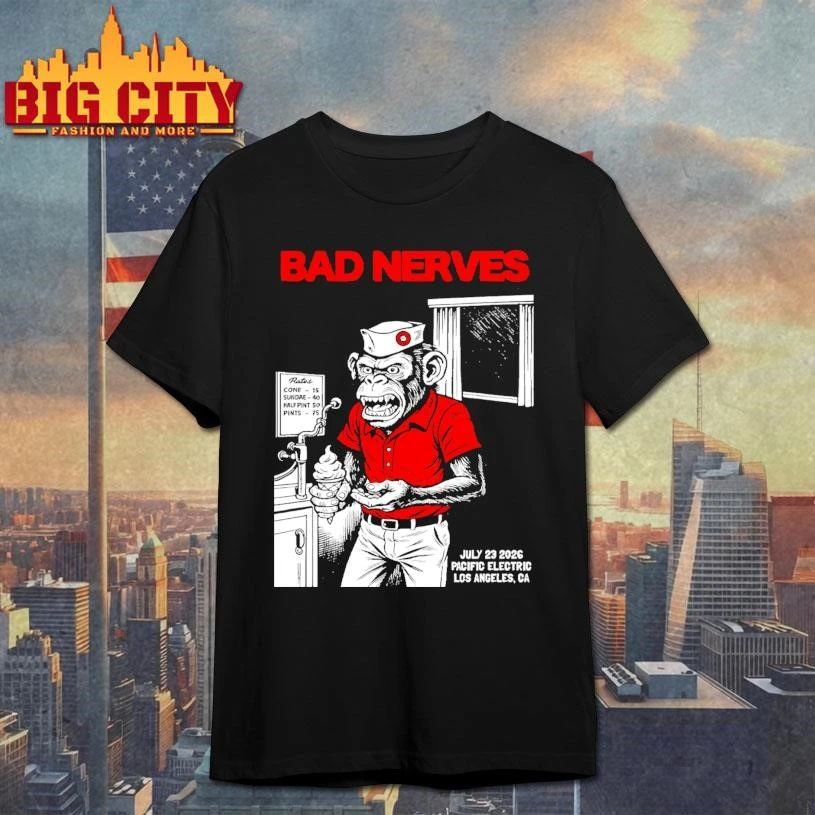 Bad Nerves Punk Rock Band Angry Chimpanzee Ice Cream Server Graphic T shirt