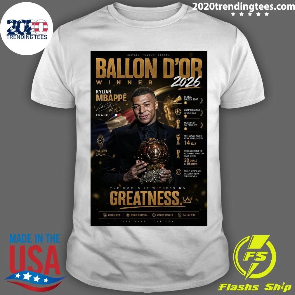Kylian Mbappe Ballon d’Or 2026 Winner Golden Boot World Cup Champion Signature Shirt