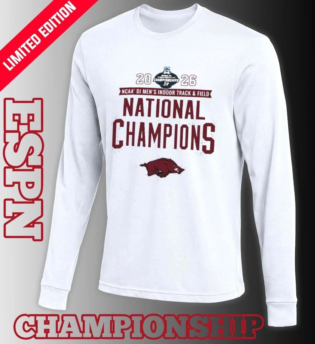 Arkansas Razorbacks 2026 NCAA Men’s Indoor Track & Field National Champions T-Shirt