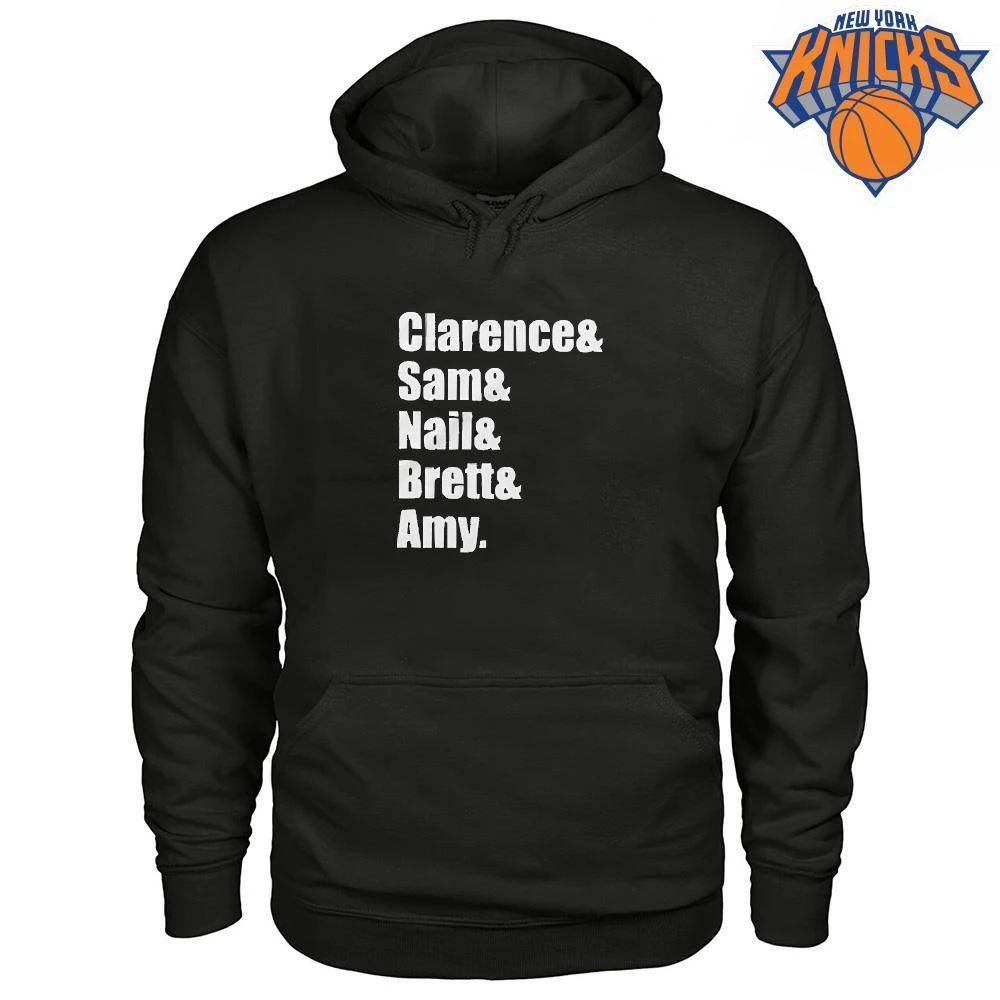 Clarence and Sam and Nail and Brett and Amy Typography Name Shirt