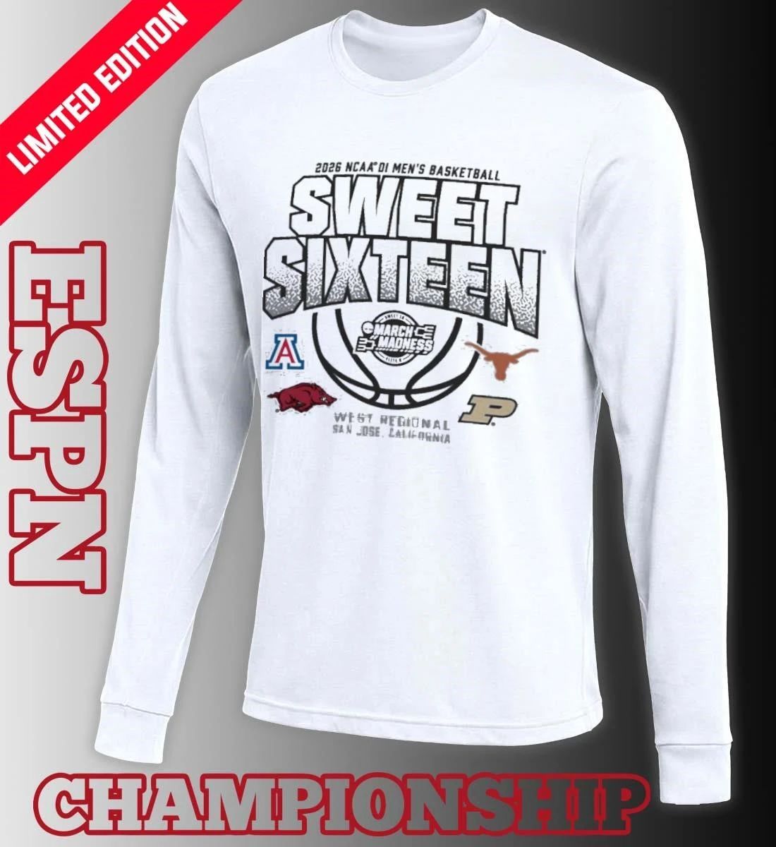 West Regional 2026 NCAA DI Men’s Basketball Sweet Sixteen T-Shirt