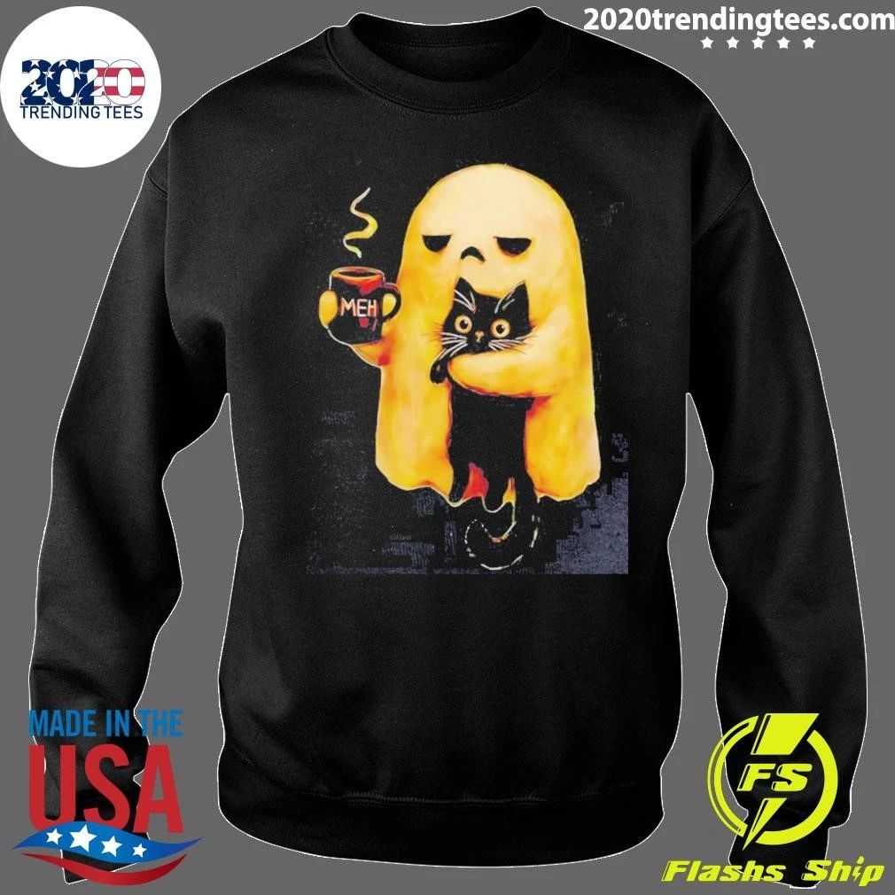Halloween Spooky Ghost And Black Cat Shirt
