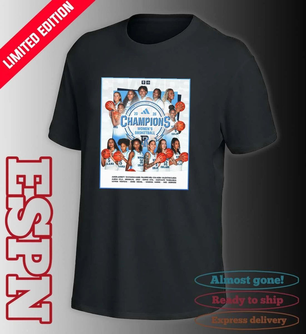Rhode Island Women’s Basketball 2026 A-10 Conference Champions Poster T-Shirt