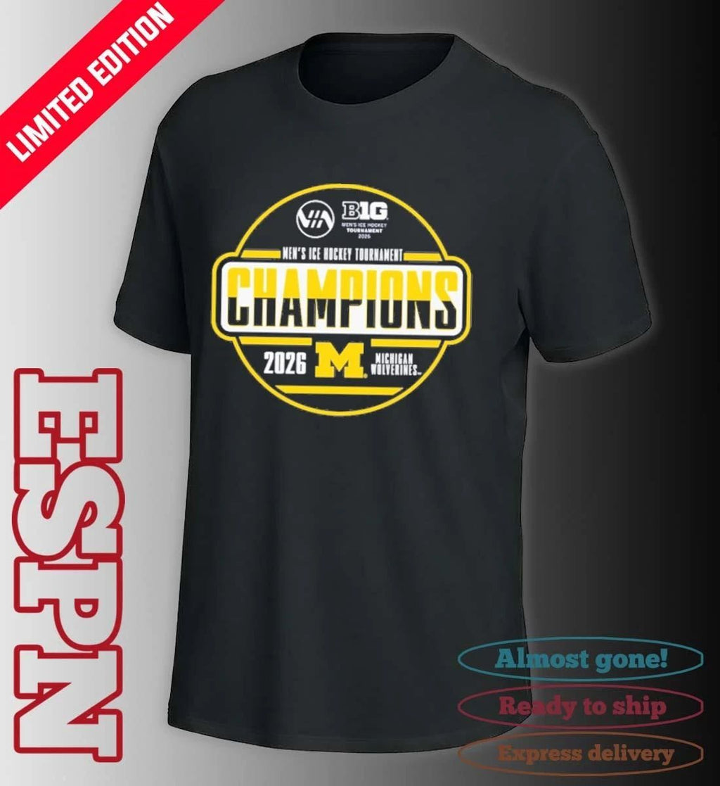 Michigan Wolverines 2026 Big Ten Men’s Ice Hockey Tournament Champions Locker Room T-Shirt