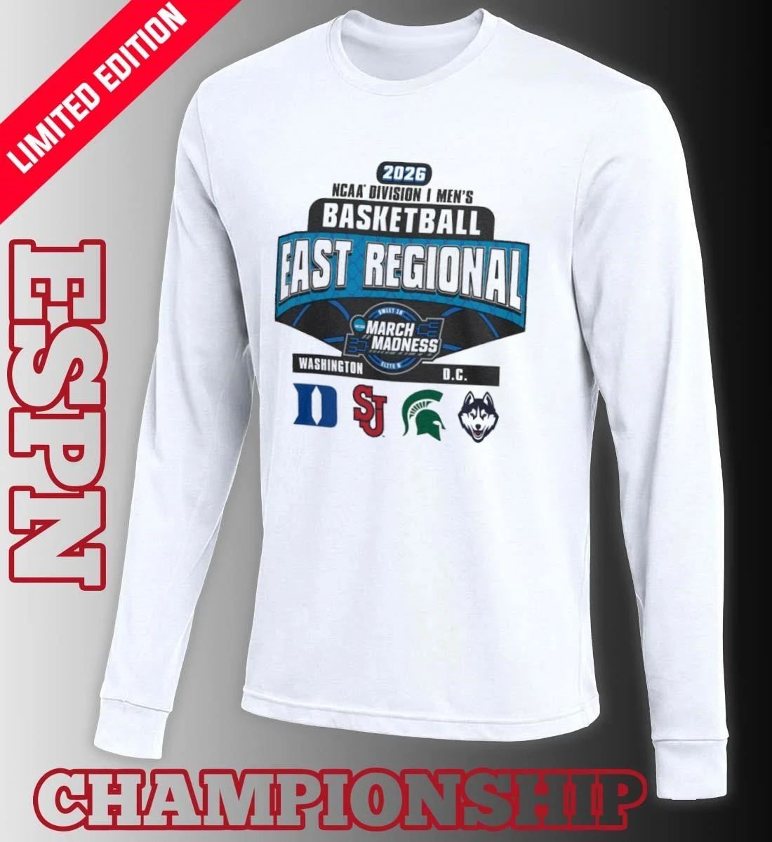 4 Teams East Regional 2026 NCAA DI Men’s Basketball Sweet Sixteen T-Shirt