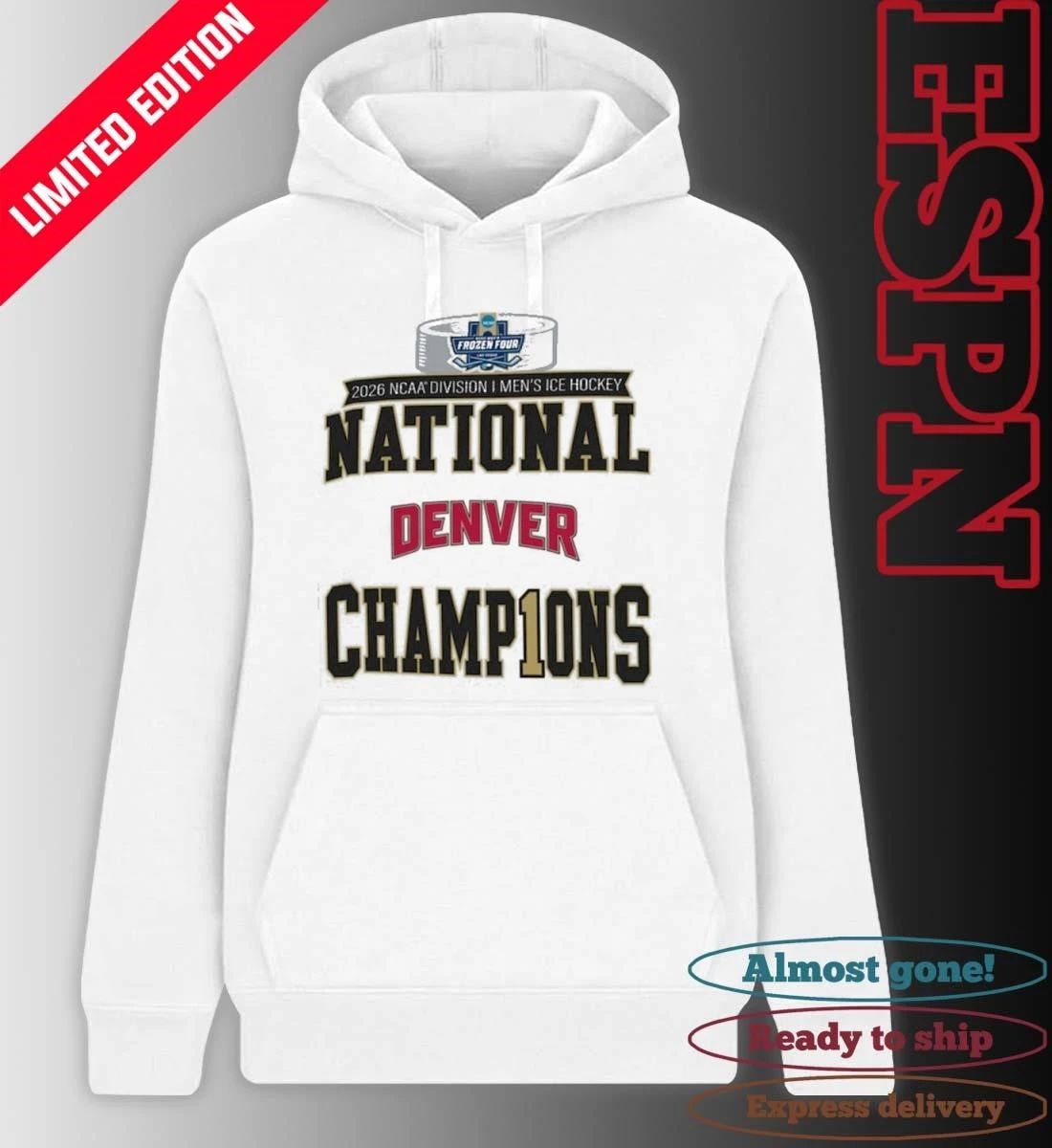 Denver Pioneers 2026 Men’s Ice Hockey National Champions Official Locker Room T-Shirt