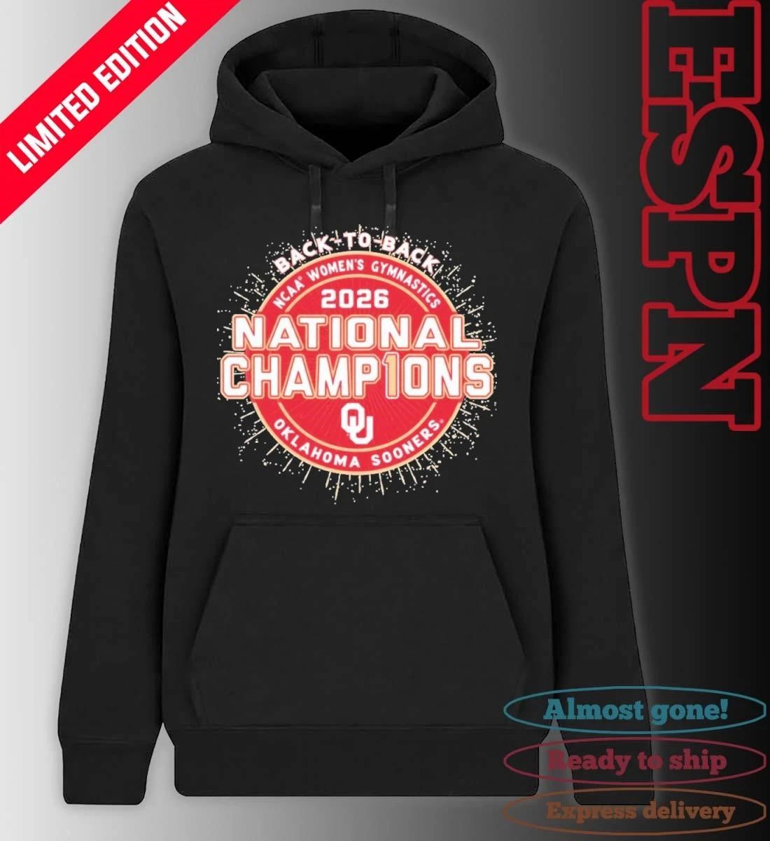 Oklahoma Sooners Back-To-Back NCAA Women’s Gymnastics National Champions T- Shirt