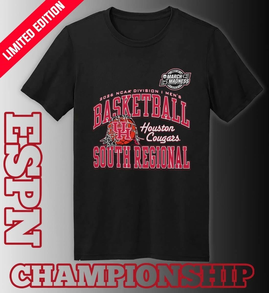 Houston Cougars 2026 NCAA DI Men’s Basketball Sweet 16 – South Regional T-Shirt