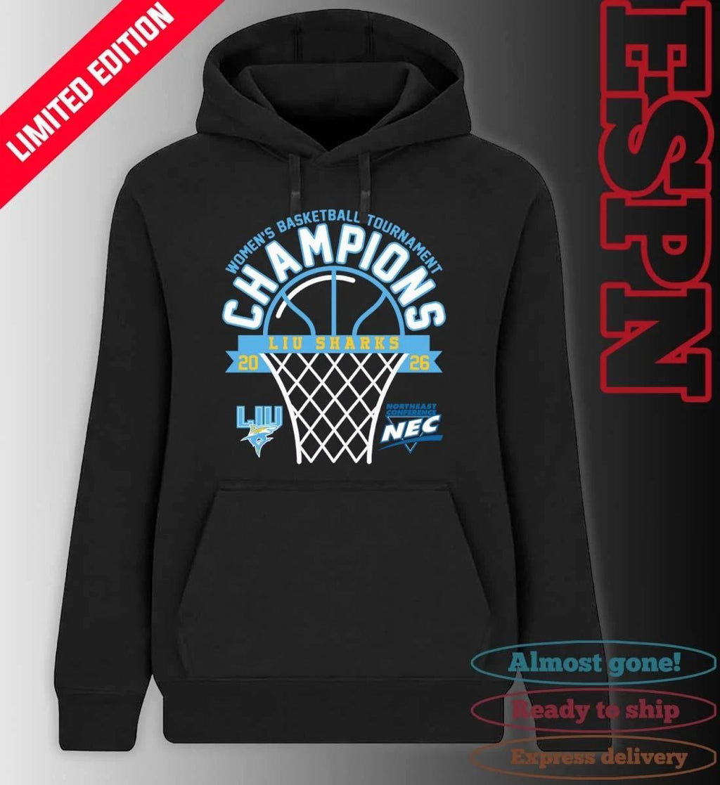 LIU Sharks 2026 Northeast Conference Women’s Basketball Tournament Champions Shirt