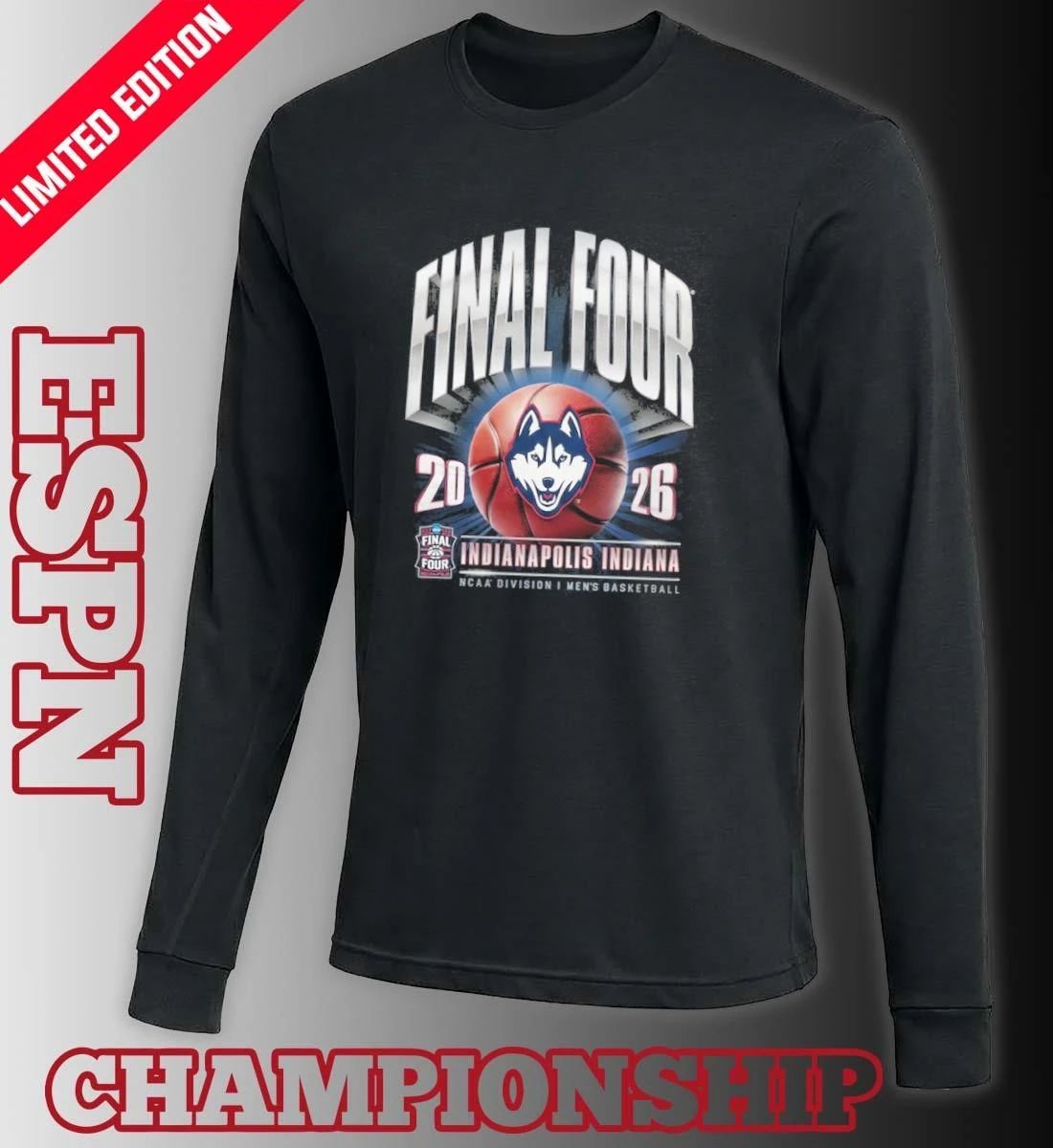 Uconn Huskies 2026 NCAA Men’s Basketball Tournament March Madness Final Four Vintage T-Shirt