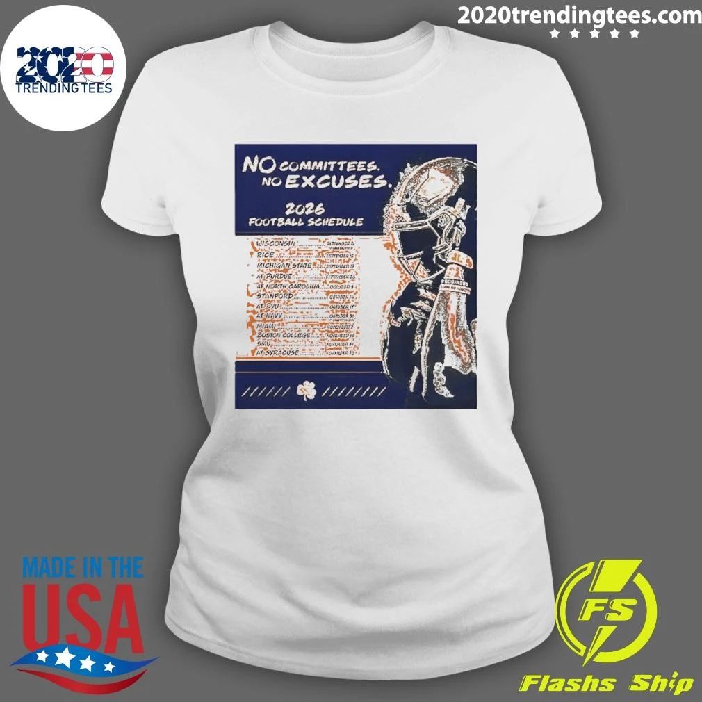 Notre Dame Football Coach Freeman Leave No Doubt Irish 2026 Football Schedule Shirt