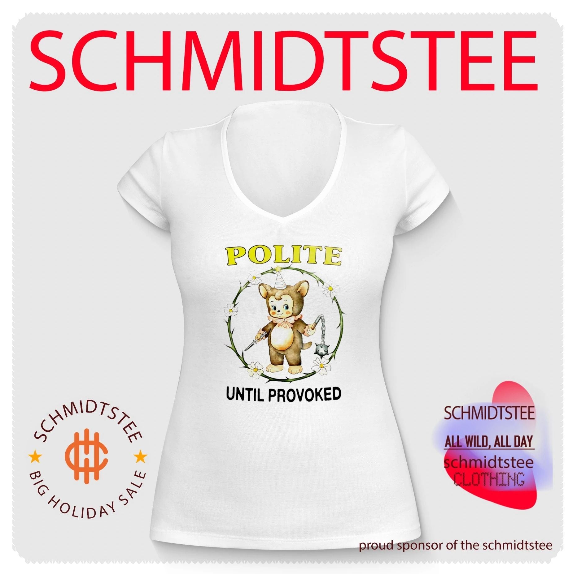 Polite Until Provoked Cute Bear with Weapons shirt
