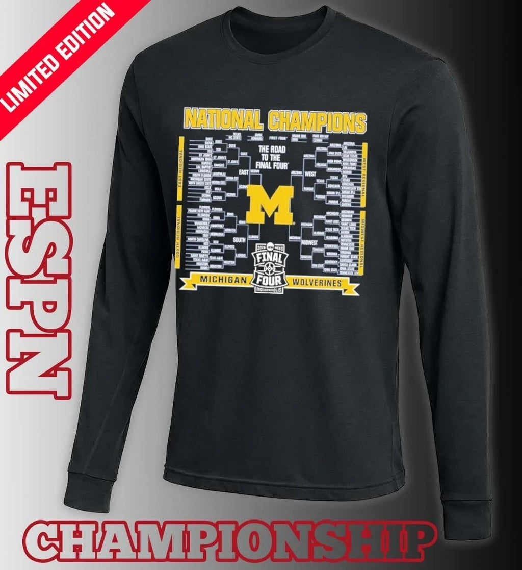 Michigan Wolverines 2026 NCAA Men’s Basketball National Champions Vintage Bracket T-Shirt
