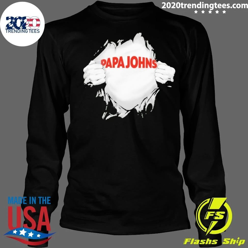 Papa Johns Pizza Ripped Chest Superhero Shirt