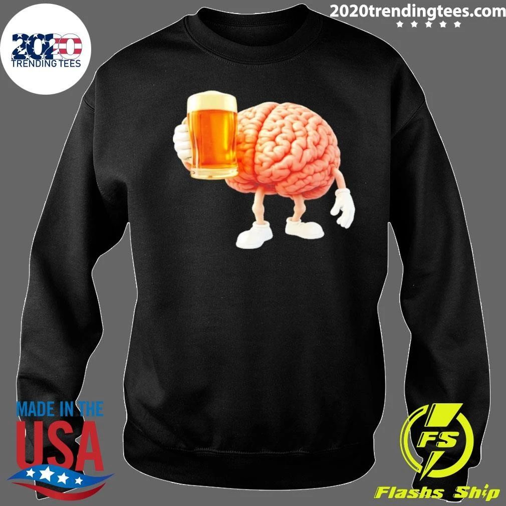 Brain Holding A Beer Drinking Anatomy Shirt