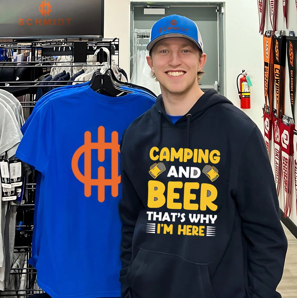 Camping and beer that’s why I’m here shirt