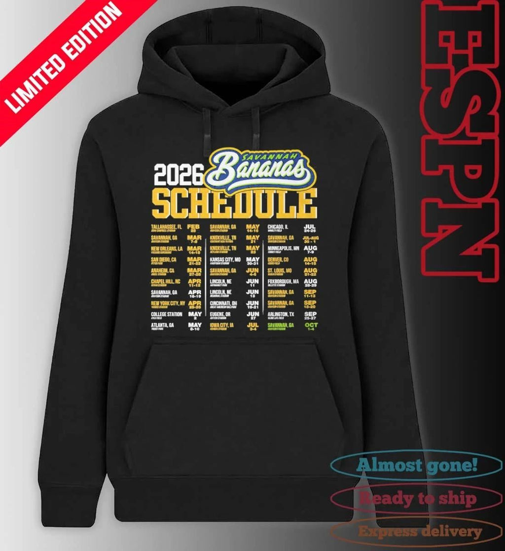 Savannah Bananas 2026 World Tour Bananas Schedule Shirt