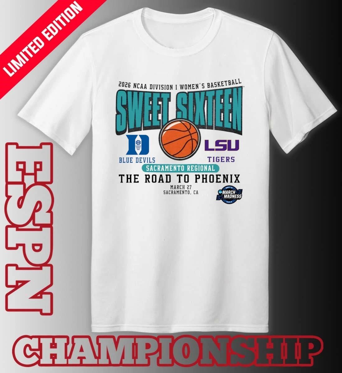 Duke vs LSU 2026 NCAA DI Women’s Basketball Sweet Sixteen T-Shirt