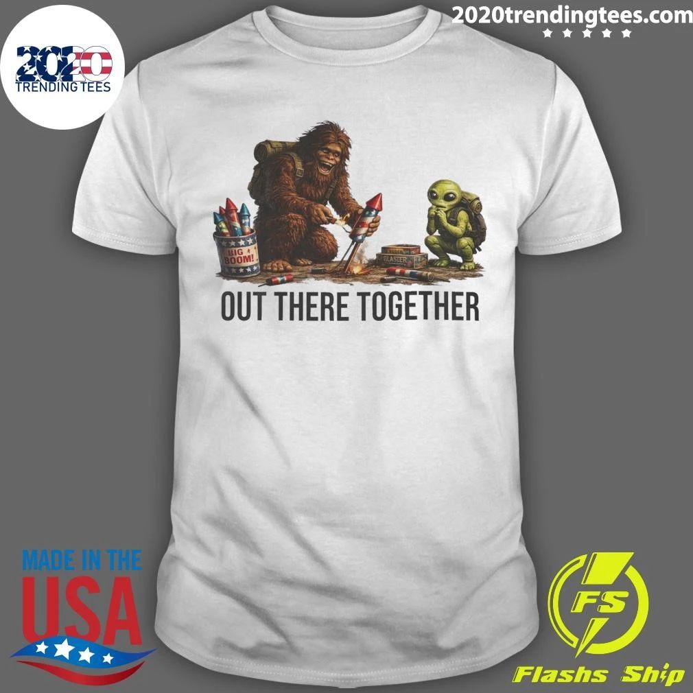 Sasquatch and Alien Painting Out There Together Shirt
