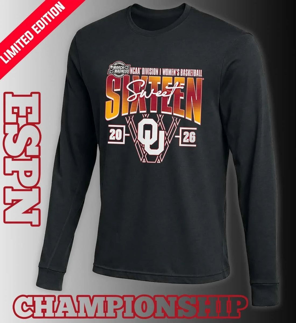 Oklahoma Sooners 2026 NCAA Women’s Basketball Tournament March Madness Sweet 16 Court Shot T-Shirt