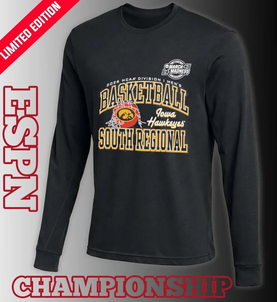 Iowa Hawkeyes 2026 NCAA DI Men’s Basketball Sweet 16 – South Regional T-Shirt
