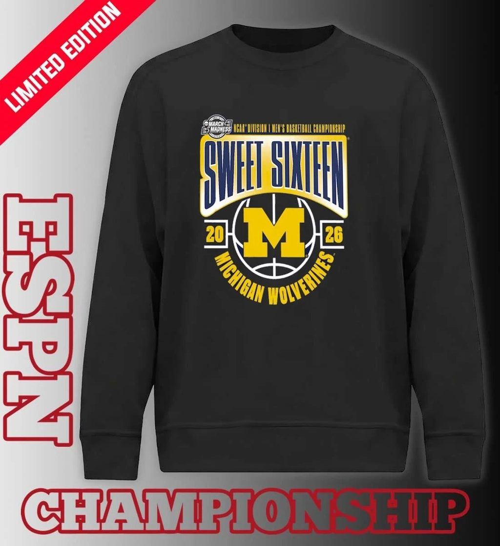 Michigan Wolverines Sweet 16 NCAA DI Men’s Basketball Tournament March Madness 2026 T-Shirt