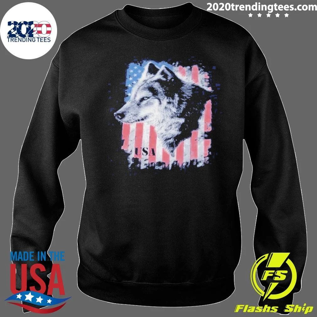 Delta Pro Weight American Flag Wolf Tee Shirt